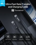 Anker Thunderbolt 4 Cable Ultra Fast Data Transfer (3.3 ft/ 240W/ 40 Gbps/ Braided)