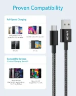 Anker Nylon USB-C to USB-A 2.0 Cable  (6FT)