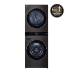 Single Unit Front Load 17/16KG LG Wash Tower with Centre Control Black Steel Color